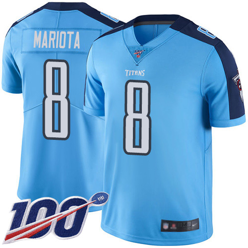 Tennessee Titans Limited Light Blue Men Marcus Mariota Jersey NFL Football 8 100th Season Rush Vapor Untouchable